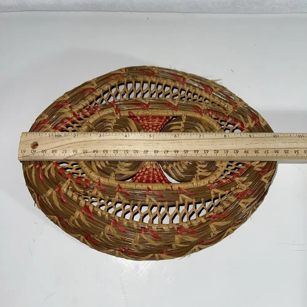 Handmade Native American Pine Needle Basket & Trivet Set‎ - Pink Stitch